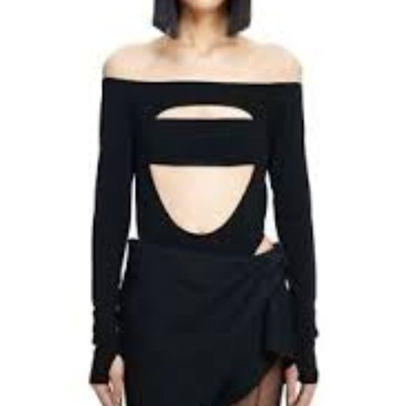 Mugler x H&M cut-out bodysuit NWT  Size Large in Black - Picture 2 of 9